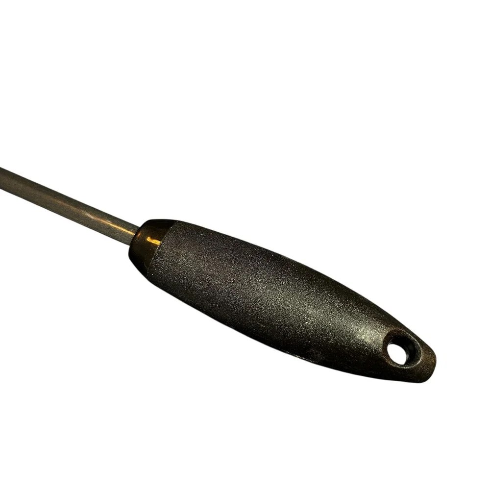 VTG Slotted Spatula Turner‎ Black Ergonomic Handle Long Angled USA Unmarked 14